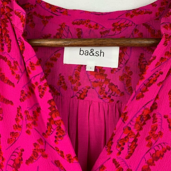 ba&sh matcha floral printed dress in fuchsia - Picture 3 of 5